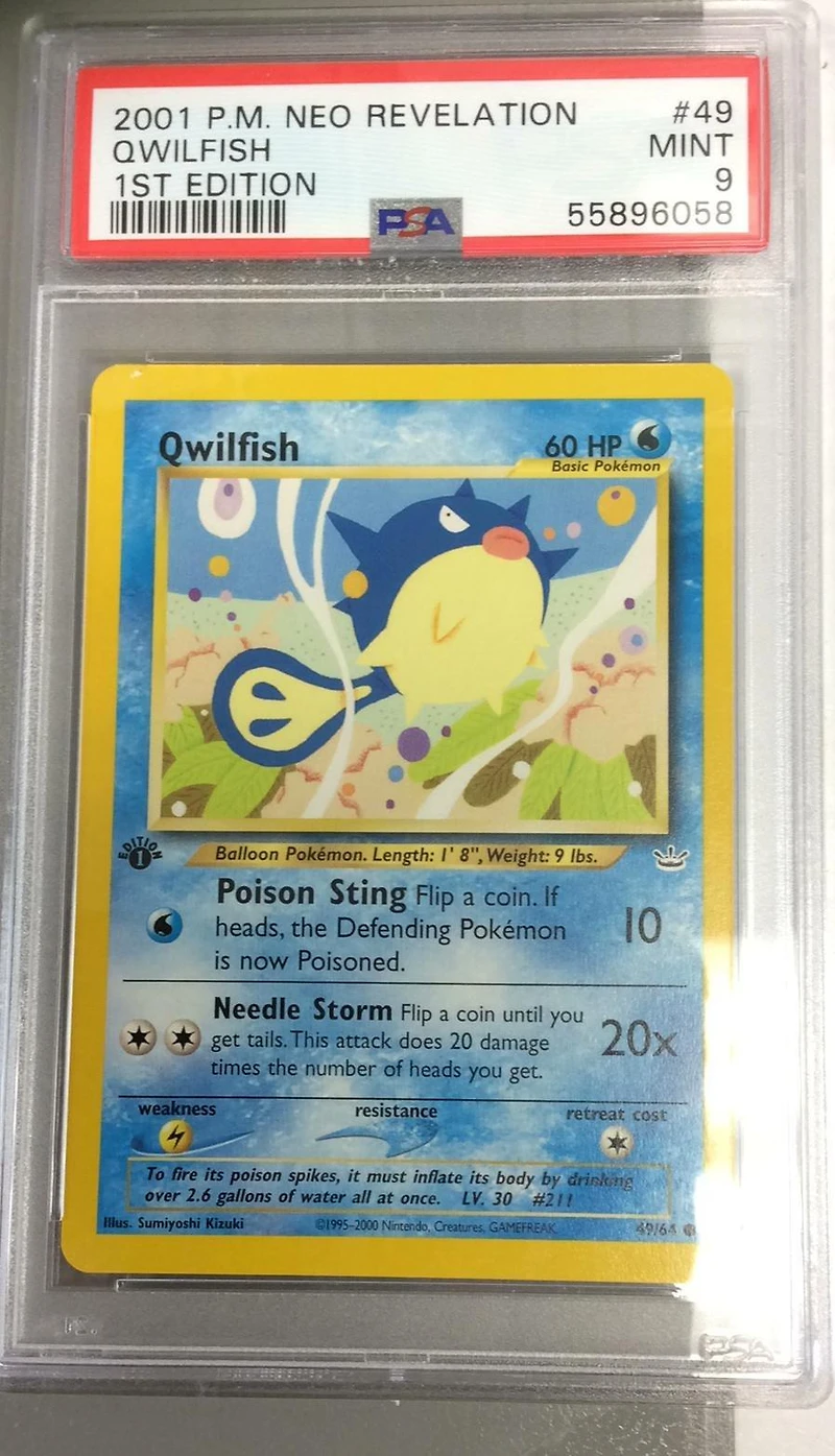 2001 Pokemon Neo Revelation 1st Edition 49 Qwilfish PSA 9