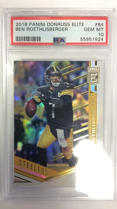 2018 Panini Donruss Elite 64 Ben Roethlisberger PSA 10