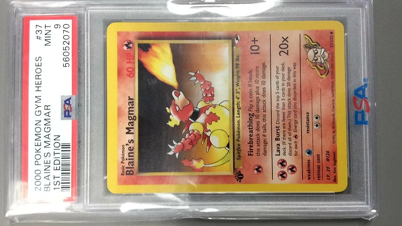 2000 Pokemon Gym Heroes 37 Blaine's Magmar 1st Edition PSA