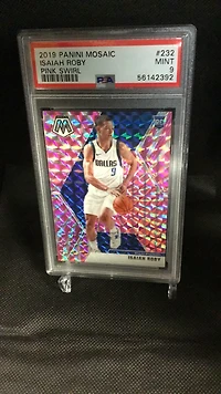 2019 Panini Mosaic 232 Isaiah Roby Pink Swirl PSA 9