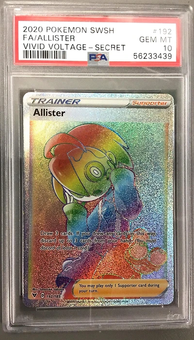 2020 Pokemon Sword & Shield Vivid Voltage 192 Full Art/allister Secret PSA