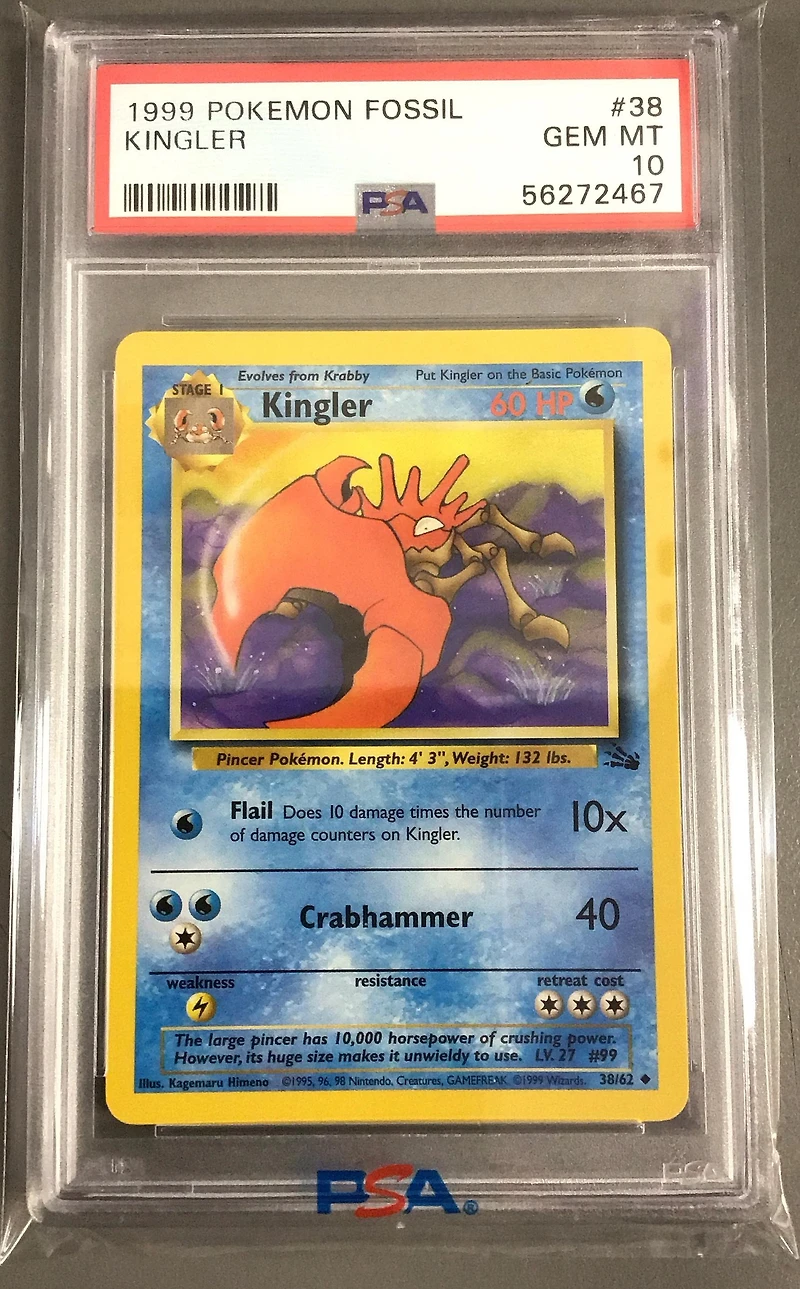 1999 Pokemon Fossil 38 Kingler PSA
