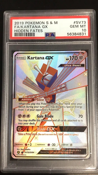 2019 Pokemon Sun & Moon Hidden Fates Sv73 Full Art/kartana Gx PSA