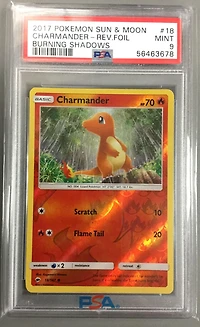 2017 Pokemon Sun & Moon Burning Shadows 18 Charmander-reverse Foil PSA 9