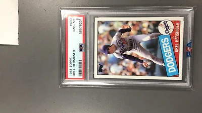 1985 Topps 493 Orel Hershiser PSA 8
