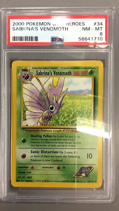2000 Pokemon Gym Heroes 34 Sabrina's Venomoth PSA 8