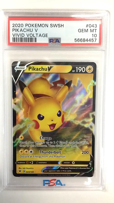 2020 Pokemon Sword & Shield Vivid Voltage 043 Pikachu V PSA 10