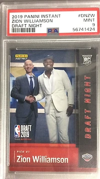 2019 Panini Instant Draft Night Dnzw Zion Williamson PSA 9