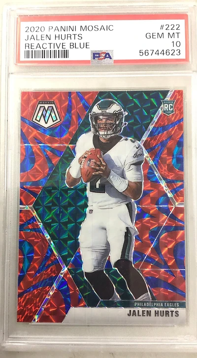 2020 Panini Mosaic 222 Jalen Hurts Reactive Blue PSA 10