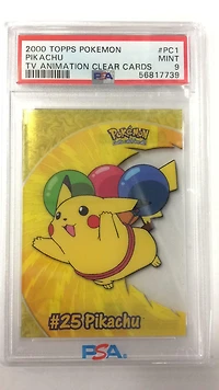 2000 Topps Pokemon Tv Animation Clear Cards Pc1 Pikachu PSA 9