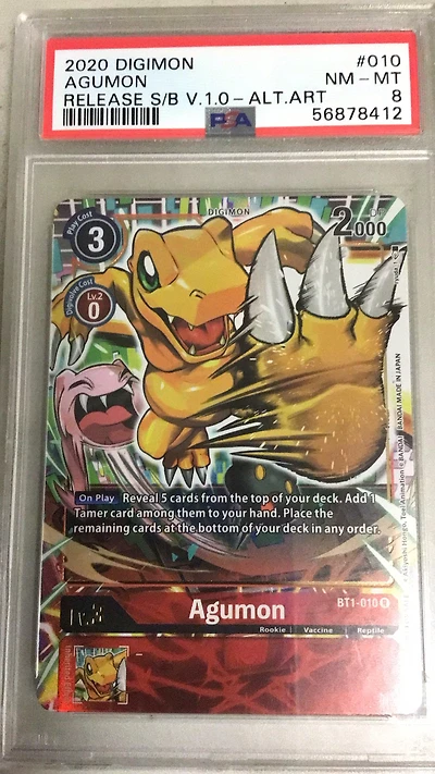 2020 Digimon Release Special Booster Ver.1.0 010 Agumon Alternate Art PSA 8