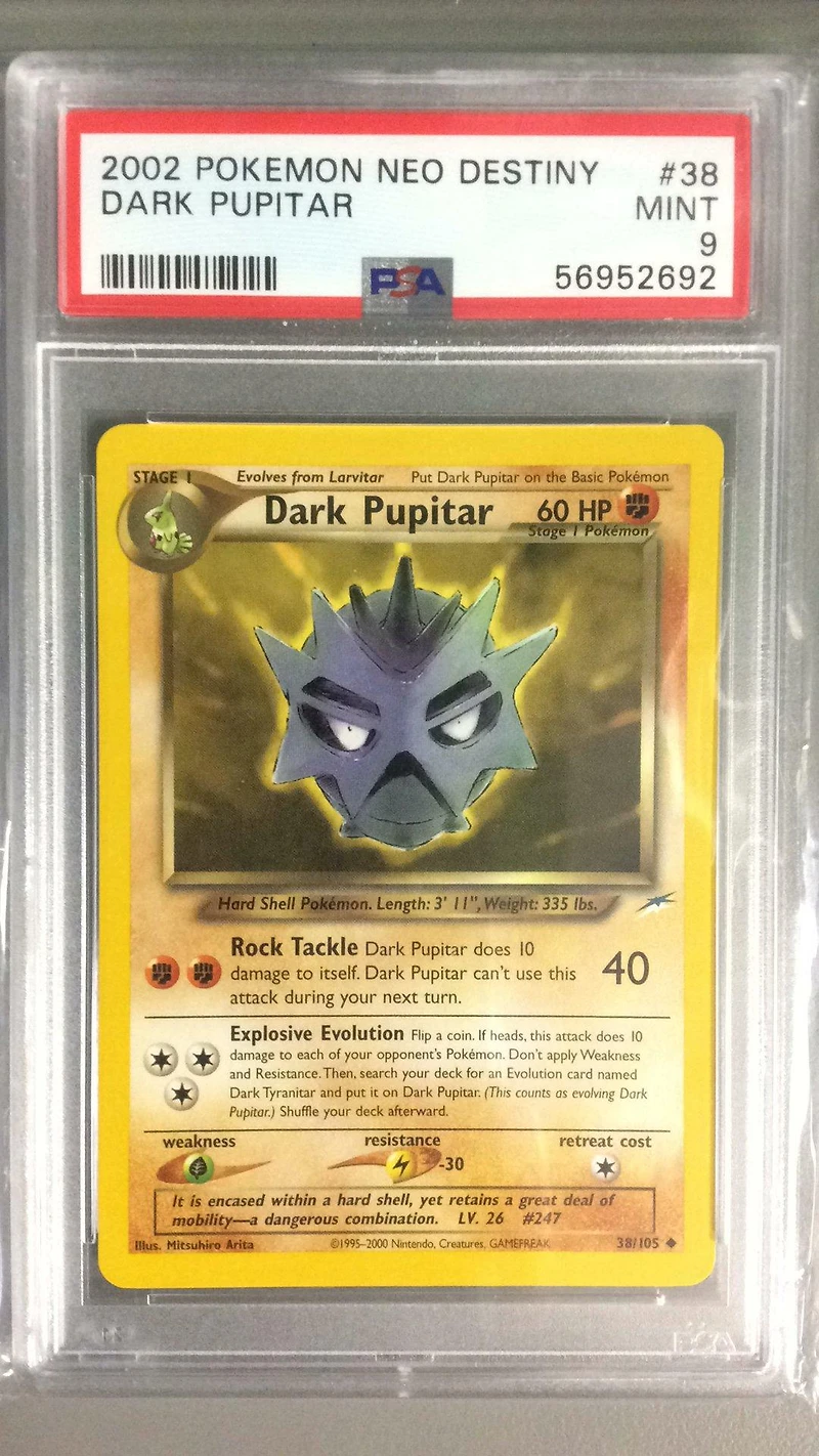 2002 Pokemon Neo Destiny 38 Dark Pupitar PSA 9