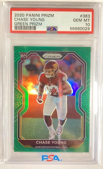 2020 Panini Prizm 383 Chase Young Green Prizm PSA 10