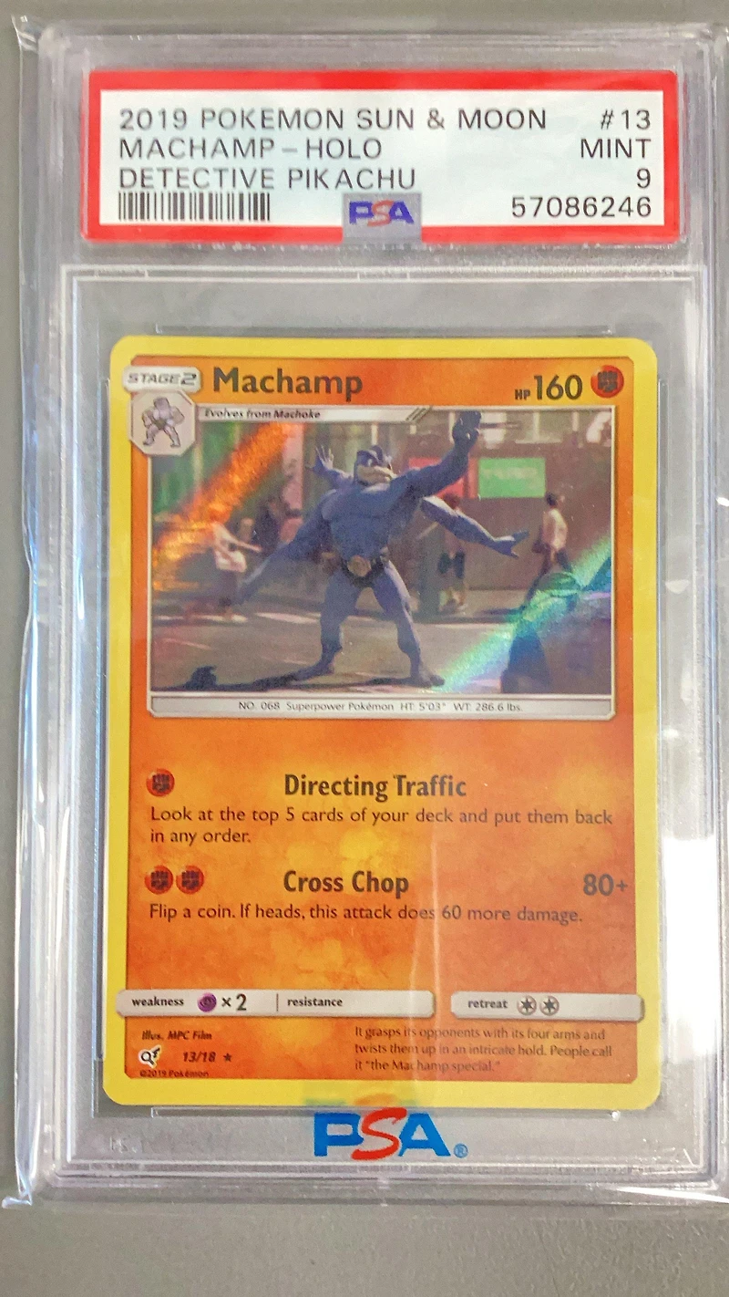 2019 Pokemon Sun & Moon Detective Pikachu 13 Machamp-holo PSA