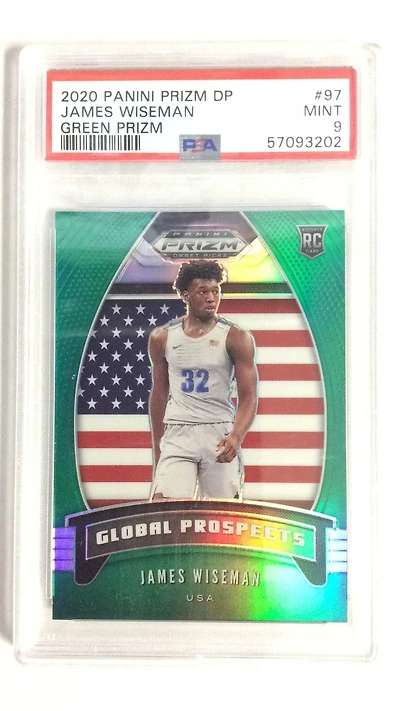 2020 Panini Prizm Draft Picks 97 James Wiseman Green Prizm PSA 9