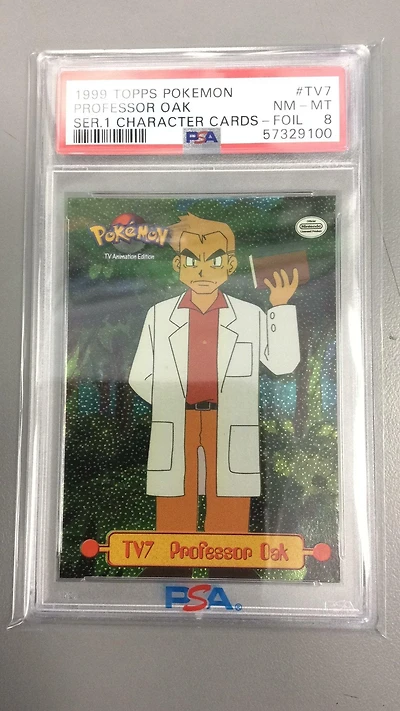 1999 Topps Pokemon Series 1 Character Cards Tv7 Professor Oak Foil PSA 8