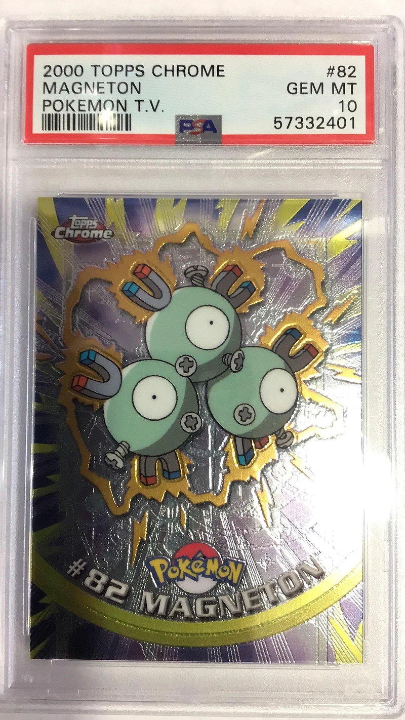 2000 Topps Chrome Pokemon T.v. 82 Magneton PSA 10