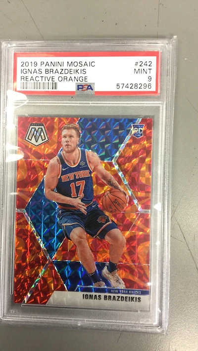 2019 Panini Mosaic 242 Ignas Brazdeikis Reactive Orange PSA 9