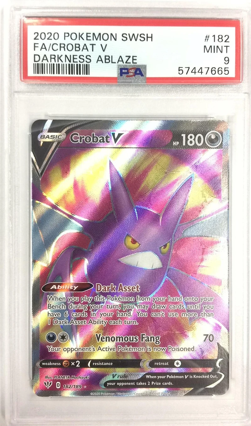 2020 Pokemon Sword & Shield Darkness Ablaze 182 Full Art/crobat V PSA