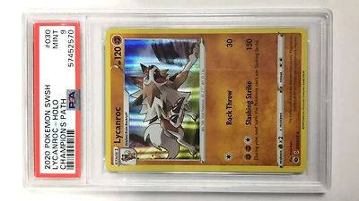 2020 Pokemon Sword & Shield Champion's Path 030 Lycanroc-holo PSA 9