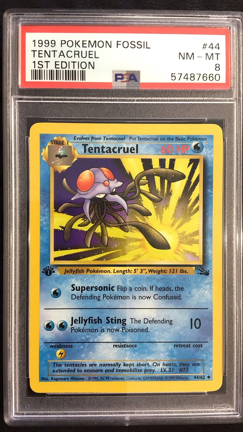 1999 Pokemon Fossil 44 Tentacruel PSA 8