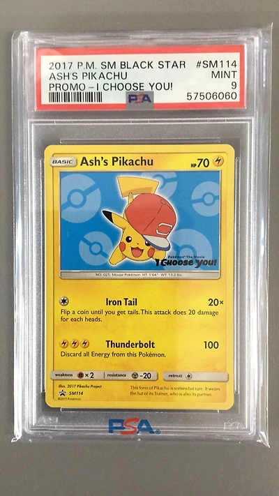 2017 Pokemon Sm Black Star Promo Sm114 Ash's Pikachu PSA 9