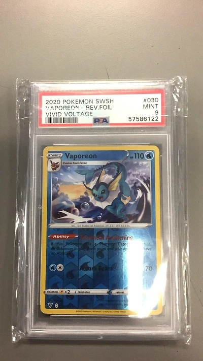 2020 Pokemon Sword & Shield Vivid Voltage 030 Vaporeon-reverse Foil PSA