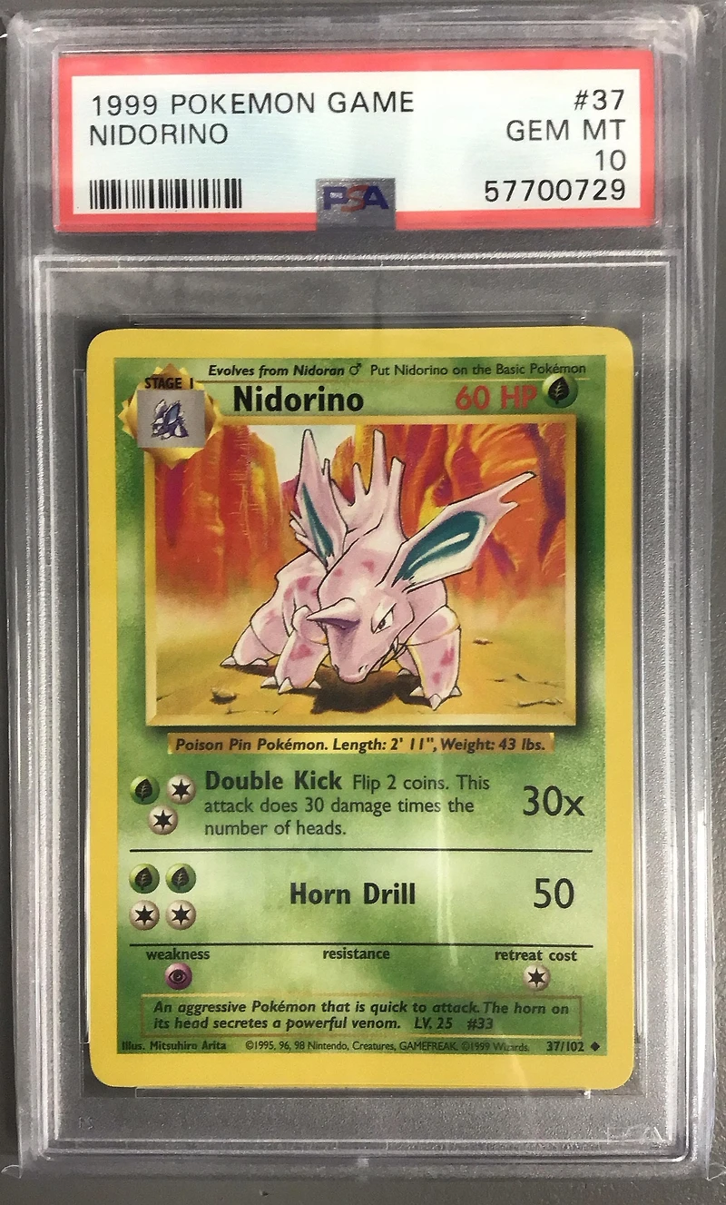 1999 Pokemon Game 37 Nidorino PSA