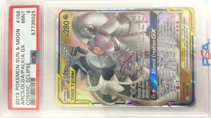 2019 Pokemon Sun & Moon Cosmic Eclipse 156 Arcs/dlga/palkia Gx PSA 9
