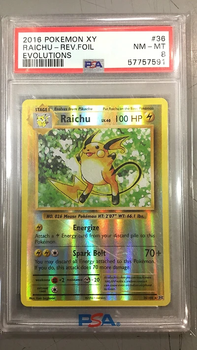 2016 Pokemon Xy Evolutions 36 Raichu PSA
