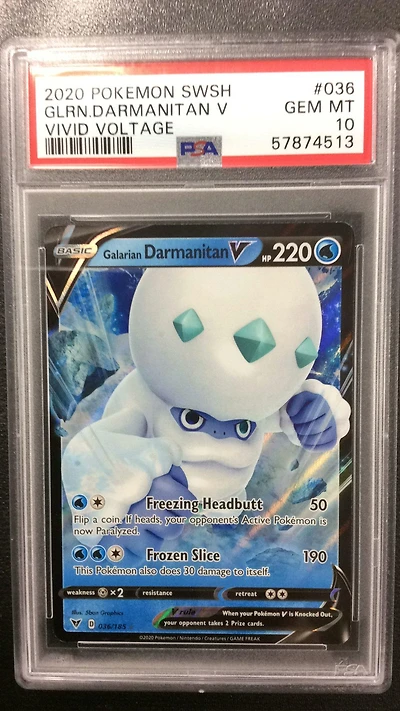 2020 Pokemon Sword & Shield Vivid Voltage 036 Galarian Darmanitan V PSA 10