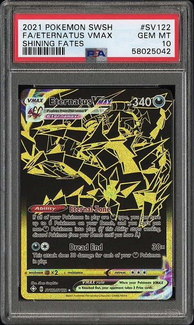 2021 Pokemon Sword & Shield Shining Fates Sv122 Full Art/eternatus Vmax PSA