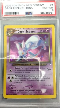 2002 Pokemon Neo Destiny 4 Dark Espeon PSA 8