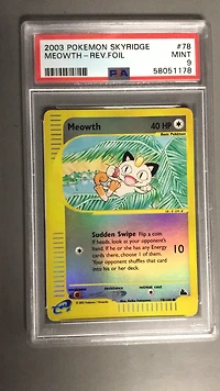 2003 Pokemon Skyridge 78 Meowth-reverse Foil PSA 9