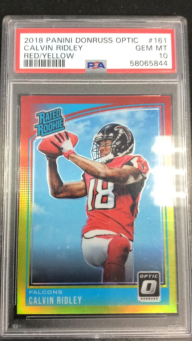 2018 Panini Donruss Optic 161 Calvin Ridley Red/yellow PSA 10