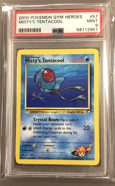 2000 Pokemon Gym Heroes 57 Misty's Tentacool PSA 9