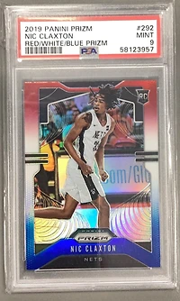 2019 Panini Prizm 292 Nic Claxton Red/white/blue Prizm PSA 9