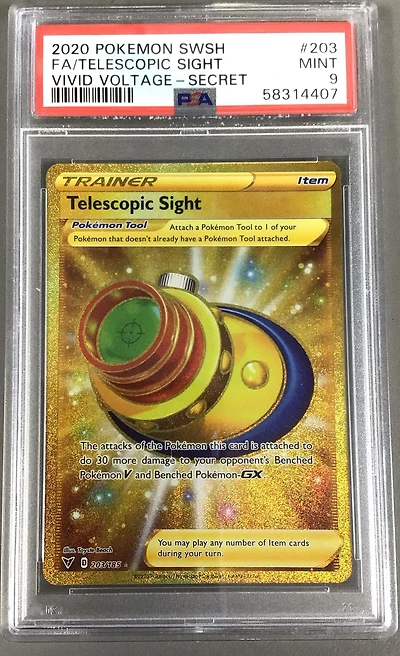 2020 Pokemon Sword & Shield Vivid Voltage 203 Full Art/telescopic Sight Secret PSA