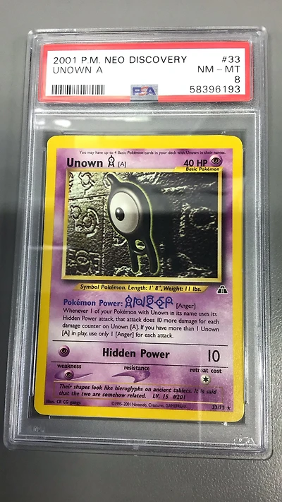 2001 Pokemon Neo Discovery 33 Unown A PSA 8