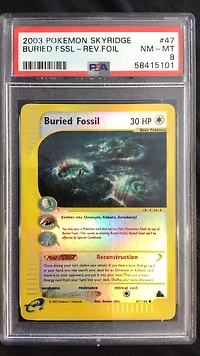 2003 Pokemon Skyridge 47 Buried Fossil-reverse Foil PSA 8