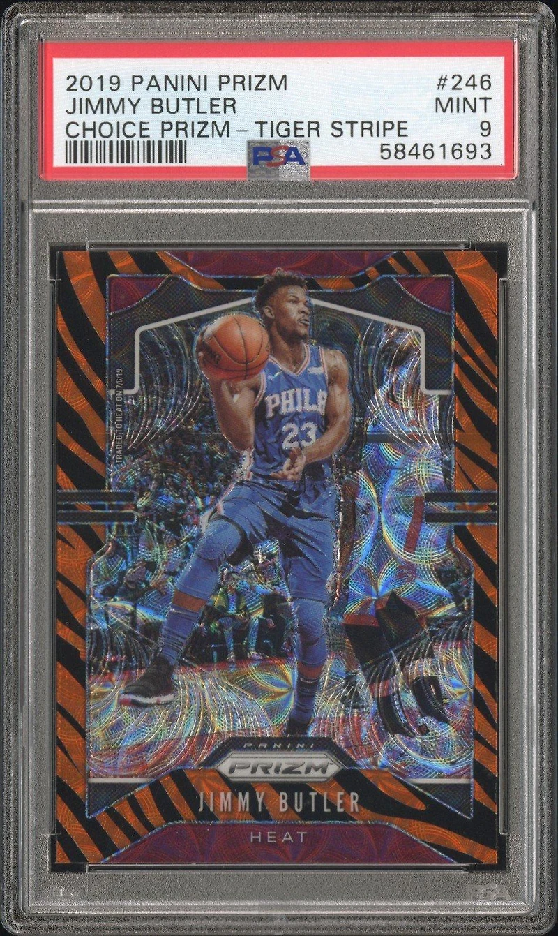 2019 Panini Prizm 246 Jimmy Butler Choice Prizm-tiger Stripe PSA 9