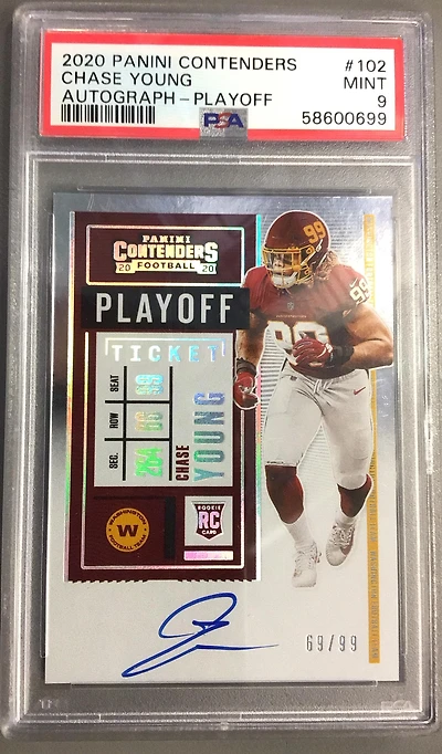 2020 Panini Contenders 102 Chase Young Autograph-playoff PSA 9