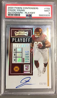 2020 Panini Contenders 102 Chase Young Autograph-playoff PSA 9