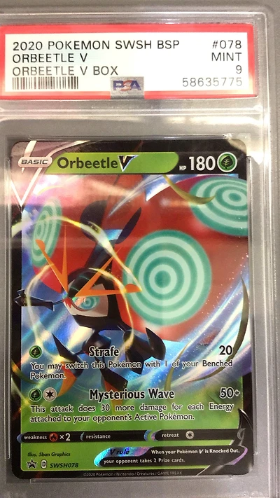 2020 Pokemon Swsh Black Star Promo 078 Orbeetle V Orbeetle V Box PSA 9