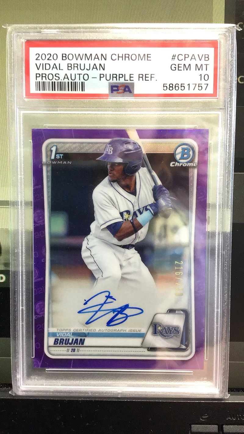 2020 Bowman Chrome Prospect Autographs Cpavb Vidal Brujan Purple Refractor PSA 10