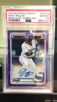 2020 Bowman Chrome Prospect Autographs Cpavb Vidal Brujan Purple Refractor PSA 10
