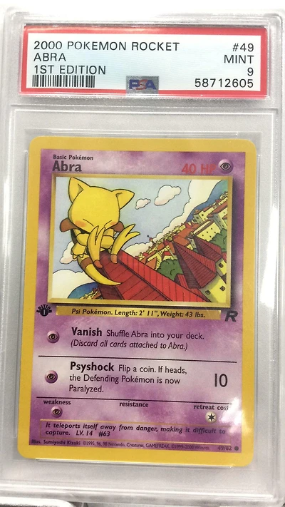 2000 Pokemon Rocket 49 Abra PSA 9