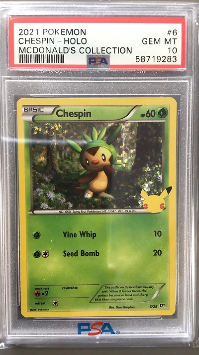 2021 Pokemon Mcdonald's Collection 6 Chespin-holo PSA 10