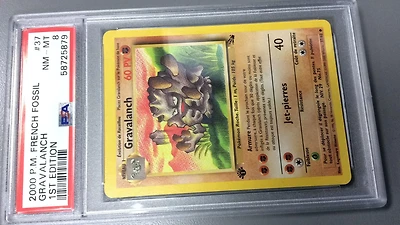 2000 Pokemon French Fossil 37 Gravalanch 1st Edition PSA 8
