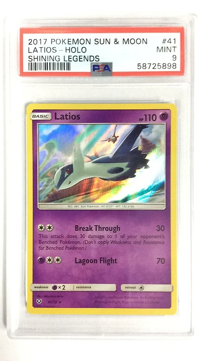 2017 Pokemon Sun & Moon Shining Legends 41 Latios-holo PSA 9